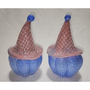 Glass Witch Hat Pumpkin Collectibles set